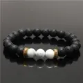 Natural volcanic lava rock and emperor stone yoga bead bracelet with gold spacer beads - Style E
