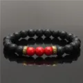 Natural lava stone and red imperial jasper yoga bracelet with antique gold spacer beads. - Style G