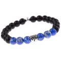 Sternzeichen Widder Perlenarmband mit schwarzen matten und blauen Jaspisperlen 8mm - Widder