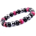 Mehrfarbige Edelstein und Vulkanstein Energie Yoga Armband fuer Damen und Herren, stilvoller Schmuck. - Buchstabe D