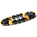 Bracelet en perles de pierre de lave naturelle et oeil de tigre pour homme et femme yoga - Lettre J