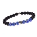 Sternzeichen Jungfrau Perlenarmband mit 8mm blauem Jaspis und matten schwarzen Perlen. - Jungfrau