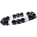 Bracelet de perles d'energie de yoga en pierre de lave volcanique et oeil de chat - Lettre K