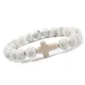 Weißer Türkis Perlenarmband mit Kreuz Anhänger, ideal für Yoga und tägliches spirituelles Tragen. - Weißer Türkis - Stil A