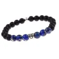 Stier Sternzeichen Perlenarmband mit 8mm schwarzen matten Perlen und blauen Steinen für Paare - Stier