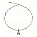 Böhmische bunte Perlenkette mit goldenem Buchstabe A Anhänger Modeschmuck Damen. - Buchstabe A