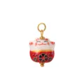 Colgante Gato de la Suerte de Cerámica Roja Accesorio DIY para Collar y Pendientes - Gato de la fortuna base roja patrón negro