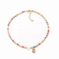 Bunte Perlenkette mit Buchstabe S Anhänger Boho Herz Choker Halskette Schmuck für Damen - S