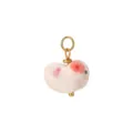 Lindo colgante de animal de cerámica con anilla dorada para hacer joyas pendientes de bricolaje - Gato tumbado rosa naranja