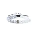 8mm Weißer Stein Perlen Armband Verstellbar Gefleckt Yoga Herren Tibetischer Silber - Weißer Türkis & Porzellanweiß