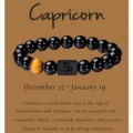 Pulsera de cuentas de ágata negra natural y piedra ojo de tigre signo Capricornio. - Capricornio