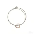 Edler Edelstahl Herz Armreif silberne offene Manschette mit Anhänger modischer Schmuck - 1 Herzanhänger / Stahlfarben