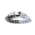 Naturstein Perlenarmband für Herren Yoga geflochtene verstellbare Armbänder Schmuck - Howlith + Landkartenstein