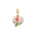Handgefertigter Keramik Blumen Herz Anhänger DIY Halskette Ohrringe Accessoire charmant - Herz mit rosa Blumen