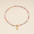 Collier Femme Perles Colorées Style Bohème Avec Pendentif Lettre Mode Bijou Variante - Lettre I / Or