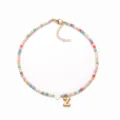 Bunte Perlenkette mit goldem Buchstaben Z Anhänger, süßer böhmischer Modeschmuck für Damen. - Buchstabe Z