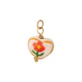 Handgemachte Keramik Herz Blumen Anhänger DIY Halskette Ohrring Schmuck Accessoires - Herz mit orangefarbener Blume und Goldrand