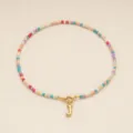Collier de perles colorees avec pendentif lettre J style boheme tendance bijoux de mode - Lettre J / Or
