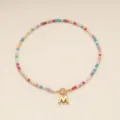 Collier de perles colorées avec pendentif lettre M doré bijou de mode bohème femme - Lettre M / Or