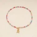 Collier de perles colorées avec pendentif lettre R doré style bohème bijoux pour femmes - Lettre R / Or