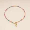 Collier de perles colorées pendentif lettre S en acier inoxydable style bohème femme - Lettre S / Or