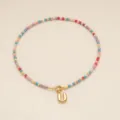 Collier de dames pendentif lettre U en acier inoxydable bohème perles colorées simple - Lettre U / Or