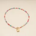 Collier de perles colorées avec pendentif lettre W doré style bohème bijoux tendance pour femmes - Lettre W / Or