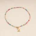 Collier de perles colorées avec pendentif lettre dorée style bohème bijoux pour femmes - Lettre X / Or