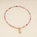 Collier de perles colorées bohème avec pendentif lettre Z doré, bijoux de mode simples pour femmes. - Lettre Z / Or