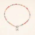 Collier de perles colorees style boheme avec pendentif lettre H argente mode. - Lettre H / Acier