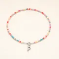 Collier de perles colorées lettre P pour femme, bijoux pendentif en acier inoxydable. - Lettre P / Acier