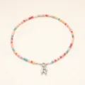 Collier ras de cou perles multicolores avec pendentif lettre R style bohème chic - Lettre R / Acier