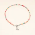 Collier bohème coloré en perles avec pendentif lettre U en acier inoxydable pour femmes. - Lettre U / Acier