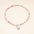 Collier de perles colorées avec pendentif lettre W en métal style bohème pour femmes - Lettre W / Acier