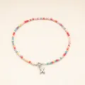 Collier de perles colorées avec pendentif lettre X en acier inoxydable style bohème femme - Lettre X / Acier