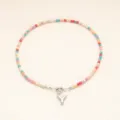 Collier de perles colorées avec pendentif lettre Y en acier inoxydable, style bohème chic. - Lettre Y / Acier