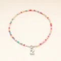 Collier de perles colorées style bohême pendentif lettre Z en acier inoxydable femme - Lettre Z / Acier