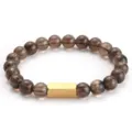8mm naturrauchquarz perlenarmband mit gold metallstab unisex modeschmuck accessoire - Stil D - Rauchquarz mit goldener Metallsäule