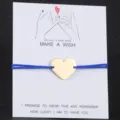 Edelstahl goldfarben Herz Anhänger blau geflochtene Kordel Paarm Armband Wunschkarte. - Gold- und blaues Seil
