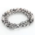 Edelstahlkette und Naturstein Perlen doppelreihiges Herrenarmband stilvoller Schmuck Trend - Stil B