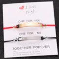 Edelstahl Partnerarmbänder mit Herz Ausschnitt Stangen, passende rote und schwarze Kordeln. - Set (Stil A)