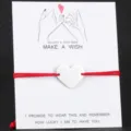 DIY Edelstahl Edelstahl Herz Anhänger Rotes Seil Armband Pärchen Handgemacht Wunschkarte - Silber mit roter Schnur