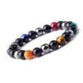 Bunter Edelstein Tigerauge Yoga Perlen Armband Mehrfarbige Chakra Energie Armband Neu - Buchstabe B