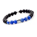 Eléganter bracelet de perles de constellation avec turquoise bleue et pierres noires. - Capricorne