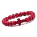 Rotes Türkis Steinperlen Armband mit Kreuz Anhänger für Yoga Meditation und Alltag. - Roter Türkis