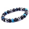Bracelet en perles de pierre naturelle multiculore gemme yoga energie pour homme et femme - Lettre E