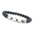 Herren matte schwarz und weisse Perlen Magnet Armband 8mm stilvolle Mode Schmuck - Stil E