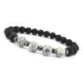Herren Magnet Perlen Armband mattschwarz und weisser Stein elastisch Schmuck Accessoire - Stil F