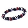Bracelet de perles d'énergie en pierre précieuse multicolore avec œil de tigre et pierre aimantée. - Lettre F