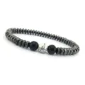 Magnetit Perlen Armband für Herren mit schwarzen und weißen Stein Akzenten stilvolles Design - Stil G